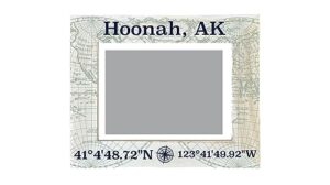 r and r imports hoonah alaska souvenir wooden photo frame compass coordinates design matted to 4 x 6