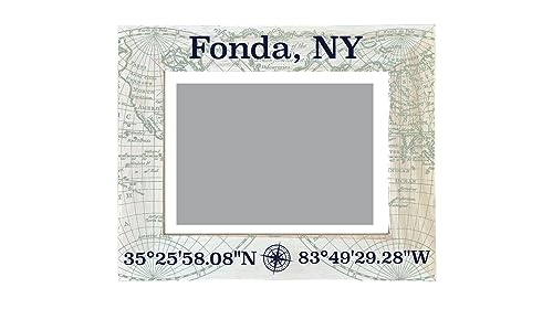 R and R Imports Fonda New York Souvenir Wooden Photo Frame Compass Coordinates Design Matted to 4 x 6