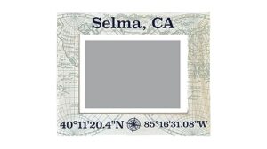 r and r imports selma california souvenir wooden photo frame compass coordinates design matted to 4 x 6
