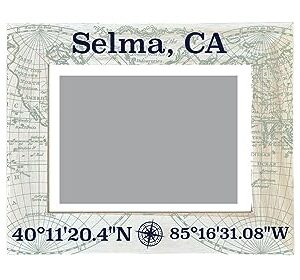 R and R Imports Selma California Souvenir Wooden Photo Frame Compass Coordinates Design Matted to 4 x 6