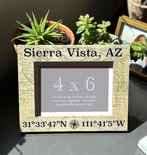 R and R Imports Selma California Souvenir Wooden Photo Frame Compass Coordinates Design Matted to 4 x 6