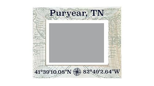 R and R Imports Puryear Tennessee Souvenir Wooden Photo Frame Compass Coordinates Design Matted to 4 x 6