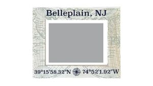 r and r imports belleplain new jersey souvenir wooden photo frame compass coordinates design matted to 4 x 6