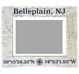 R and R Imports Belleplain New Jersey Souvenir Wooden Photo Frame Compass Coordinates Design Matted to 4 x 6