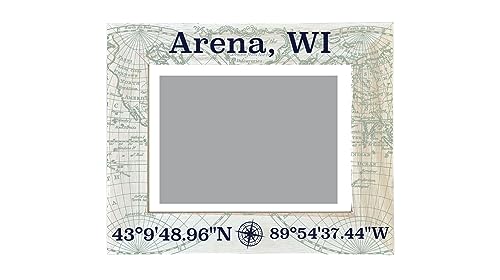 R and R Imports Arena Wisconsin Souvenir Wooden Photo Frame Compass Coordinates Design Matted to 4 x 6