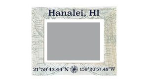 r and r imports hanalei hawaii souvenir wooden photo frame compass coordinates design matted to 4 x 6