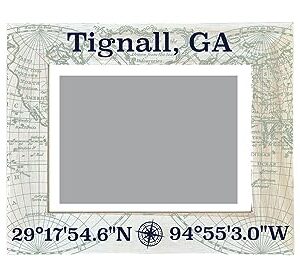 R and R Imports Tignall Georgia Souvenir Wooden Photo Frame Compass Coordinates Design Matted to 4 x 6