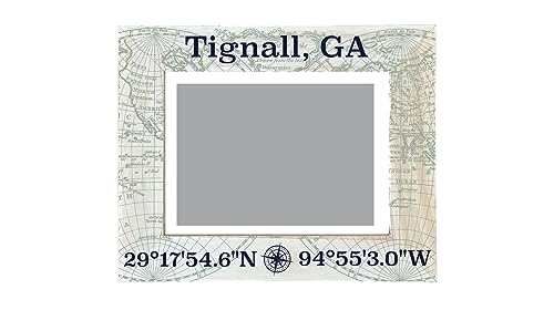R and R Imports Tignall Georgia Souvenir Wooden Photo Frame Compass Coordinates Design Matted to 4 x 6