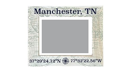 R and R Imports Manchester Tennessee Souvenir Wooden Photo Frame Compass Coordinates Design Matted to 4 x 6