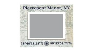 r and r imports pierrepont manor new york souvenir wooden photo frame compass coordinates design matted to 4 x 6