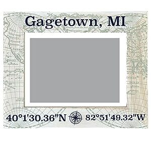 R and R Imports Gagetown Michigan Souvenir Wooden Photo Frame Compass Coordinates Design Matted to 4 x 6