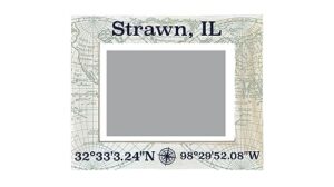 r and r imports strawn illinois souvenir wooden photo frame compass coordinates design matted to 4 x 6