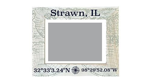 R and R Imports Strawn Illinois Souvenir Wooden Photo Frame Compass Coordinates Design Matted to 4 x 6