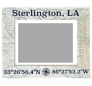 R and R Imports Sterlington Louisiana Souvenir Wooden Photo Frame Compass Coordinates Design Matted to 4 x 6