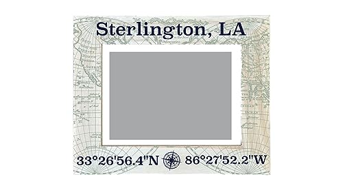 R and R Imports Sterlington Louisiana Souvenir Wooden Photo Frame Compass Coordinates Design Matted to 4 x 6