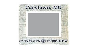 r and r imports carytown missouri souvenir wooden photo frame compass coordinates design matted to 4 x 6