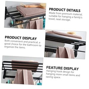 Bathroom Floating Shelf 2pcs Foldable Towel Rack Black Bathroom Towels Folding Shelf Wall Towel Holder Bathroom Tower Hanger Wall Mount Shelves Bathroom Rack Towel Hanging Rod