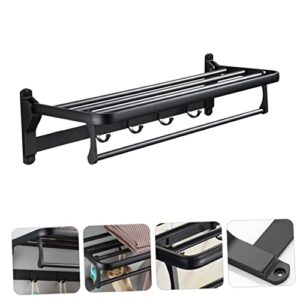 Angoily Foldable Towel Rack Corner Wall Shelves Pan Hanger Stainless Steel Shelves Black Coat Hangers Toilet Storage Rod Bathroom Wall Bracket Wall-Mounted Rack Bath Towel Holder Porch