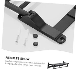 Angoily Foldable Towel Rack Corner Wall Shelves Pan Hanger Stainless Steel Shelves Black Coat Hangers Toilet Storage Rod Bathroom Wall Bracket Wall-Mounted Rack Bath Towel Holder Porch