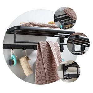 Angoily Foldable Towel Rack Corner Wall Shelves Pan Hanger Stainless Steel Shelves Black Coat Hangers Toilet Storage Rod Bathroom Wall Bracket Wall-Mounted Rack Bath Towel Holder Porch