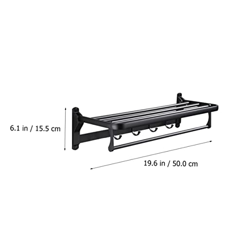 Angoily Foldable Towel Rack Corner Wall Shelves Pan Hanger Stainless Steel Shelves Black Coat Hangers Toilet Storage Rod Bathroom Wall Bracket Wall-Mounted Rack Bath Towel Holder Porch