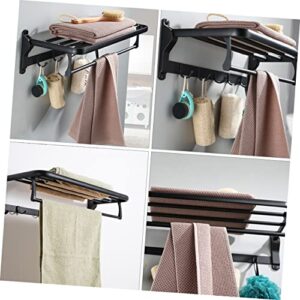 Angoily Foldable Towel Rack Corner Wall Shelves Pan Hanger Stainless Steel Shelves Black Coat Hangers Toilet Storage Rod Bathroom Wall Bracket Wall-Mounted Rack Bath Towel Holder Porch