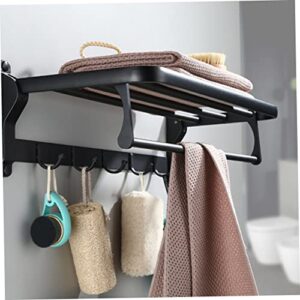 Angoily Foldable Towel Rack Corner Wall Shelves Pan Hanger Stainless Steel Shelves Black Coat Hangers Toilet Storage Rod Bathroom Wall Bracket Wall-Mounted Rack Bath Towel Holder Porch