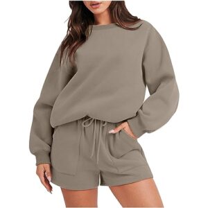 jovati women 2 piece outfits fall workout sets sweatsuit oversized sweatshirt shorts lounge sets 2023 trendy preppy clothes