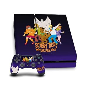 head case designs officially licensed scooby-doo where are you? graphics vinyl sticker gaming skin decal cover compatible with sony playstation 4 ps4 console and dualshock 4 controller bundle