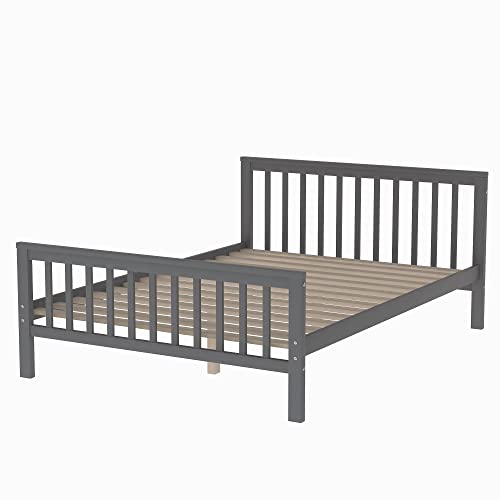 OPTOUGH Twin Over Full Bunk Bed with Staircase,Twin Loft Bed with Storage Drawers and Full Platform Bed,Wooden L Shaped Bunk Beds for Kids,No Box Spring Needed,Gray