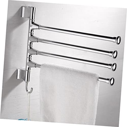 Swivel Towel Rack 4 Swivel Towel Rack Wall Mounted Towel Holder Wall Mounted Towel Rack Stainless Steel Towel Rack Wall-Mounted Rotating Rod Towel Rack Silver to Rotate