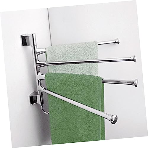 Swivel Towel Rack 4 Swivel Towel Rack Wall Mounted Towel Holder Wall Mounted Towel Rack Stainless Steel Towel Rack Wall-Mounted Rotating Rod Towel Rack Silver to Rotate