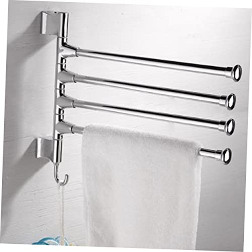 Swivel Towel Rack 4 Swivel Towel Rack Wall Mounted Towel Holder Wall Mounted Towel Rack Stainless Steel Towel Rack Wall-Mounted Rotating Rod Towel Rack Silver to Rotate