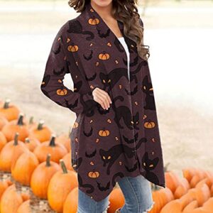 Halloween Cardigan for Women Fall Outfits for Women 2023 Trendy Womens Plus Size Open Front Cardigan Sweaters Fall Fashion Lightweight Jacket Comfy Outwear Sales Today Clearance(H Coffee,XX-Large)