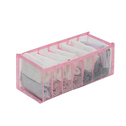 [US Warehouse] Farinull Drawer Underwear Organizer Dividers, Nylon Foldable Wardrobe Organizers and Storage Boxes for Lingerie, Bra, Socks, Underwear, Ties, Scarves, 3 Styles (3pcs-Pink)