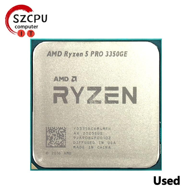 SAAKO Ryzen 5 PRO 3350GE R5 PRO 3350GE 3.3 GHz Quad-Core Quad-Thread 35W CPU Processor L3=16M YD335BC6M4MFH Socket AM4 Making Computers Process Data Faster