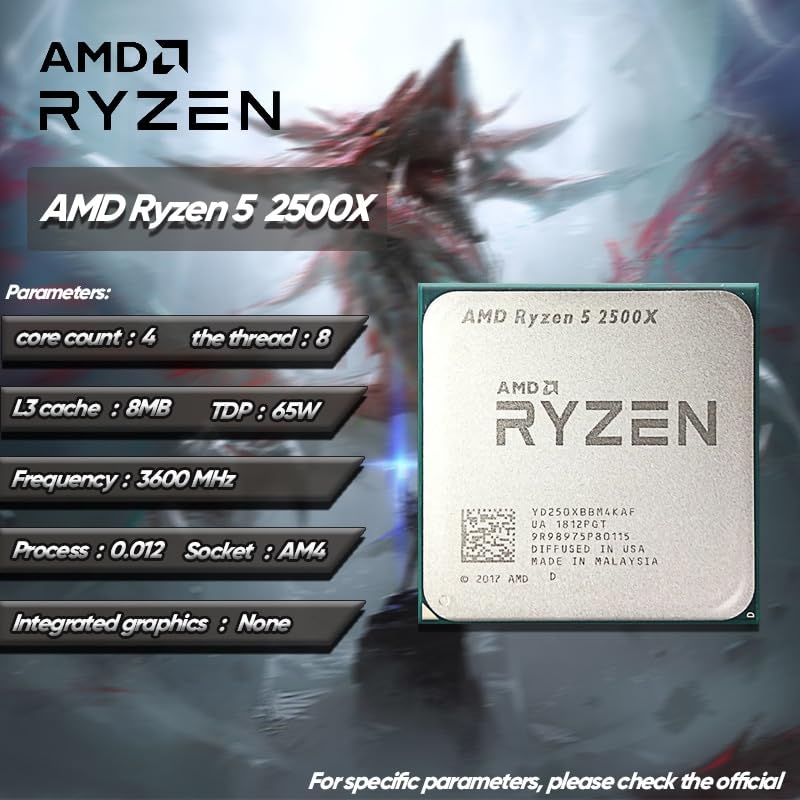 SAAKO Ryzen 5 2500X R5 2500x 3.6 GHz Gaming Zen+ Quad-Core Eight-Thread CPU Processor 65W L3=8M YD250XBBM4KAF Socket AM4 Making Computers Process Data Faster