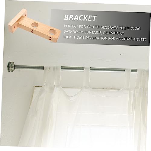 Alipis 3pcs Socket Curtain Ceiling Brackets Rod Hook Drapery Pole Hanger Bracket Wardrobe Bathroom Curtains Wood Hardware Support Shower Household Heavy Accessory Wooden End Hooks Clo