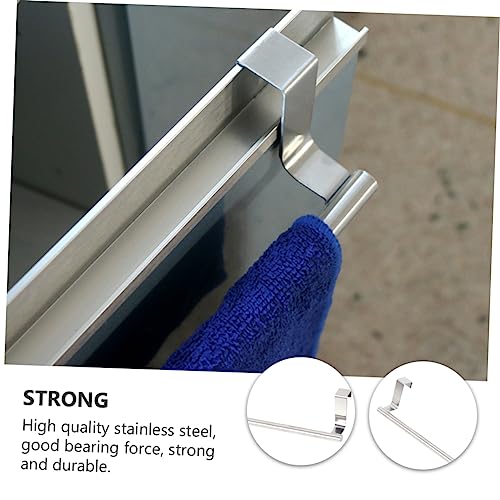 Cabilock 1pc Cabinet Door Hook Over Door Towel Bar Metal Organizer Shelf Storage Hooks Towel Bar with Hooks Bathroom Shelf Towel Rod for Bathroom Stainless Steel Silver Towel Rack Metal Set