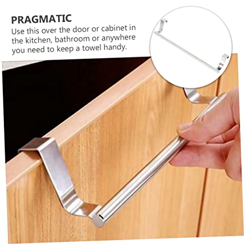 Cabilock 1pc Cabinet Door Hook Over Door Towel Bar Metal Organizer Shelf Storage Hooks Towel Bar with Hooks Bathroom Shelf Towel Rod for Bathroom Stainless Steel Silver Towel Rack Metal Set