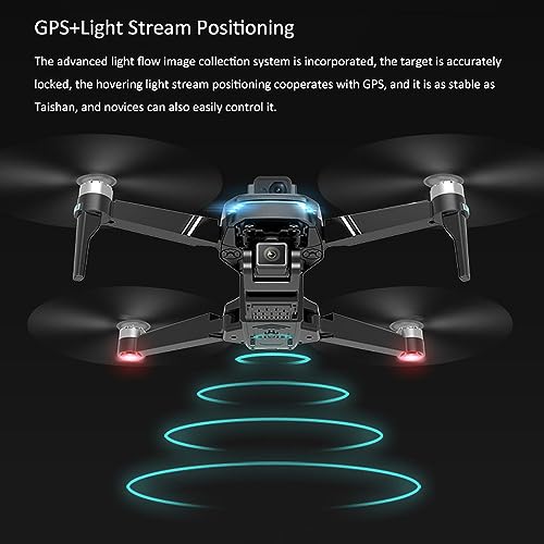 RKSTD Drone With Dual HD Camera - GPS Foldable RC Quadcopter, Brushless Motors, Suitable For Adults And Kids, WiFi FPV RC Drone For Beginners, Trajectory Flight, Auto Hover