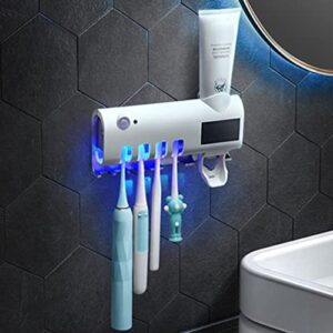 Wall Mounted Automatic Toothpaste Dispenser and Toothbrush Holder for Bathroom Space Saving Over The Door Towel Racks for Bathroom (Black, One Size)