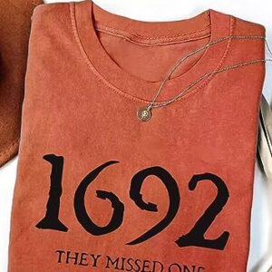 VKEGNIO 1692 They Missed One Halloween Sweatshirt For Women Witch Halloween Shirts Casual Long Sleeve Witch Gift Pullover Tops (Large, Orange)