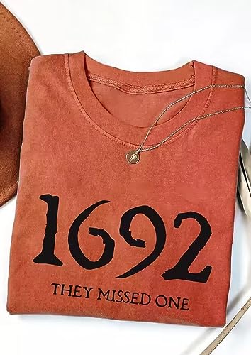 VKEGNIO 1692 They Missed One Halloween Sweatshirt For Women Witch Halloween Shirts Casual Long Sleeve Witch Gift Pullover Tops (Large, Orange)