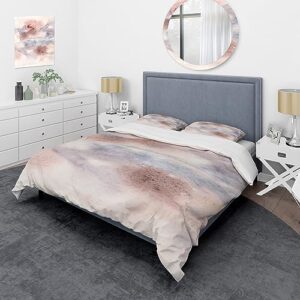 design art designart 'pastel abstract with blue pink gray & red spots' modern duvet cover comforter set king cover + comforter + 2 king shams 4 piece