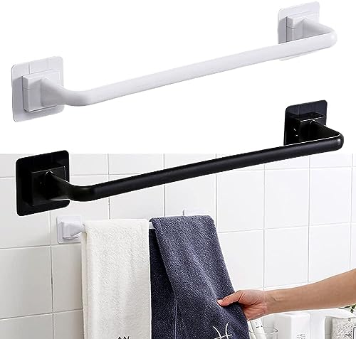 Self Adhesive Towel Bar, White Self Adhesive Towel Rod Towel Bar Stick On Wall Bath Towel Holder Rail Rack 24.5Cm