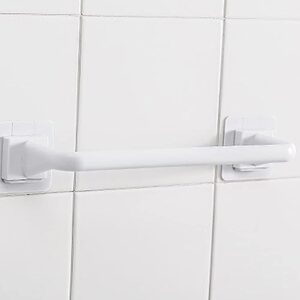 Self Adhesive Towel Bar, White Self Adhesive Towel Rod Towel Bar Stick On Wall Bath Towel Holder Rail Rack 24.5Cm