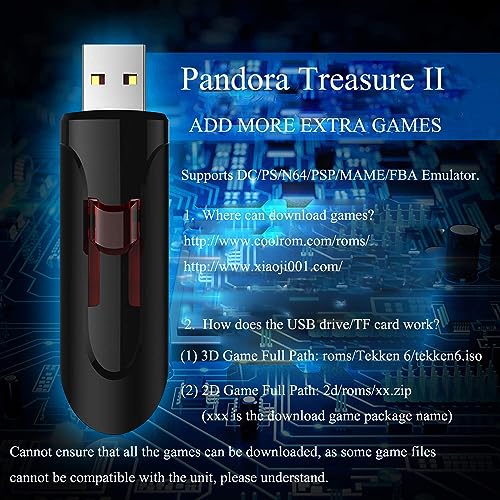 3D Pandora Treasure II Arcade Game Console, 4250 Games Installed, Search/Save/Load/Hide/Pause Game, 1920x1080P, USB Drive to Download Games, Favorite List