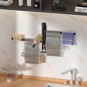 3/4/5 Arm Swivel Towel Rack, 4 in 1 Swivel Towel Bar, Swing Out Towel Hanger with Hook, Stainless Steel Wall Mounted Towel Holder Hand Towel Holder for Bathroom, Kitchen(White-5 Arm)