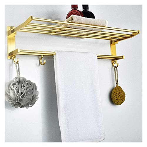 Towel BAR Rack Towel Rack Towel Holder Double Rod Kitchen Bathroom Bar Door Bathroom Rustproof Towel Rack Aluminum Alloy Folding Towel Rack Restaurant Sticky Towel Rack Wall Hook with Gold